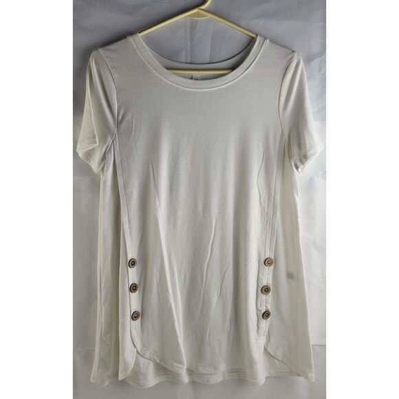 Zenana Premium Tops - Zenana Premium Short Sleeve Side Wood Buttons Tunic Sz Small
